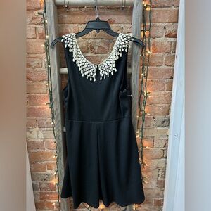 Free People Black Mini Dress with Cream Accents